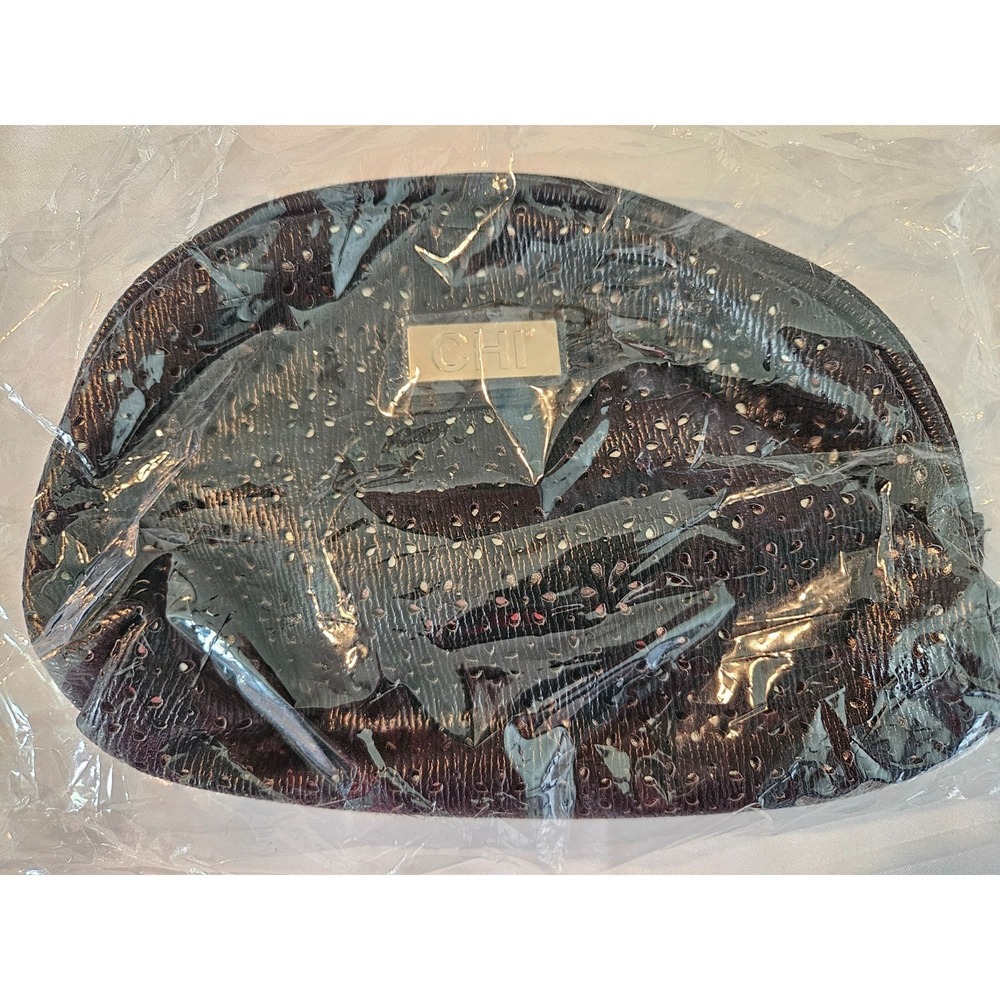 NWT CHI Black Zip Makeup Hair Accessory bag Tote Purse Organizer 7x5.5x2"